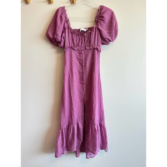 NEW ASTR The Label Rocco Dress Orchid Fuchsia Cottage Ruffle Puff Sleeve Size XS - Picture 4 of 16